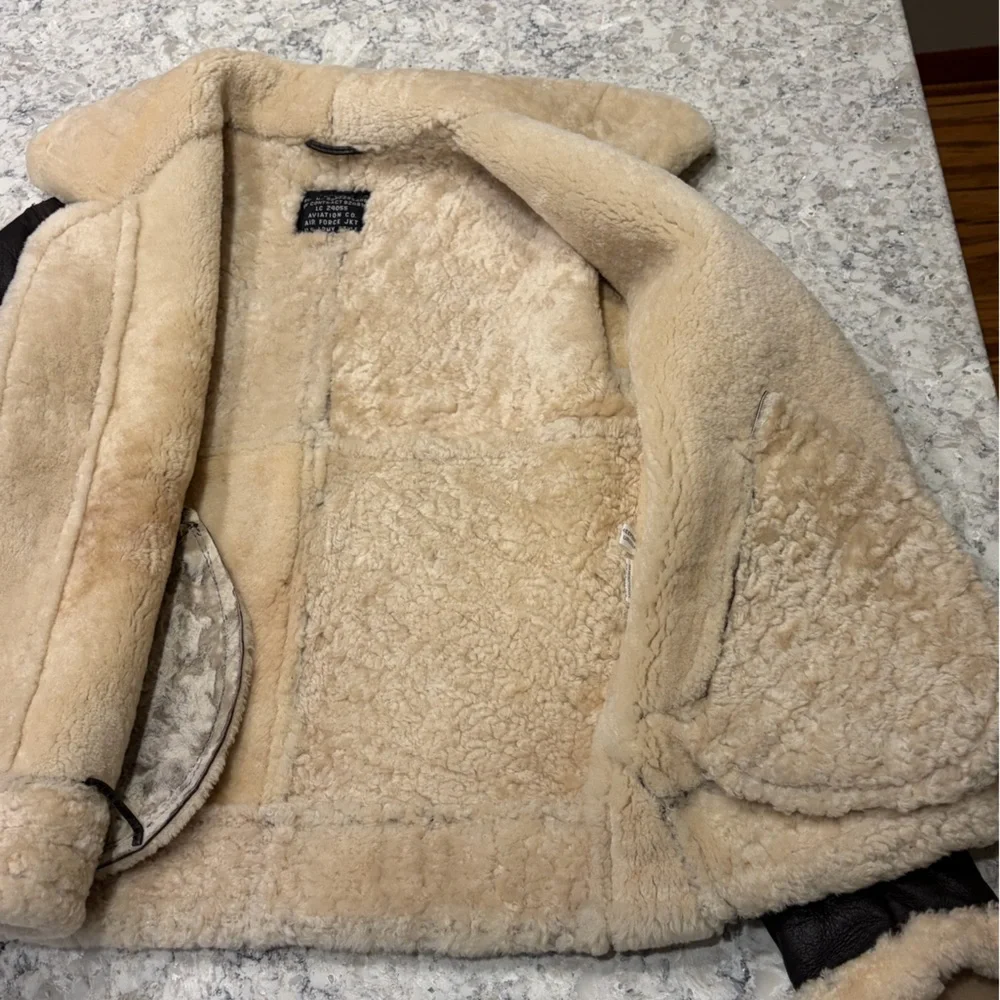 Brown Shearling B3 Bomber Aviator Jacket - Picture 2 of 15